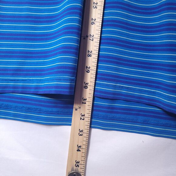 Under Armour Polo Shirt Mens Medium Striped Blue HeatGear Loose - Picture 6 of 10